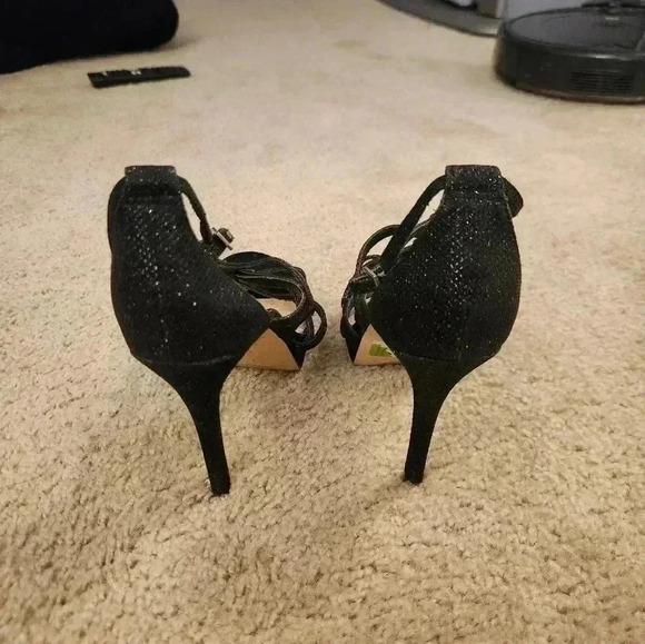 Jewel Badgley MischKa Black Sparkle Strappy Heels Size 8 - Picture 3 of 7